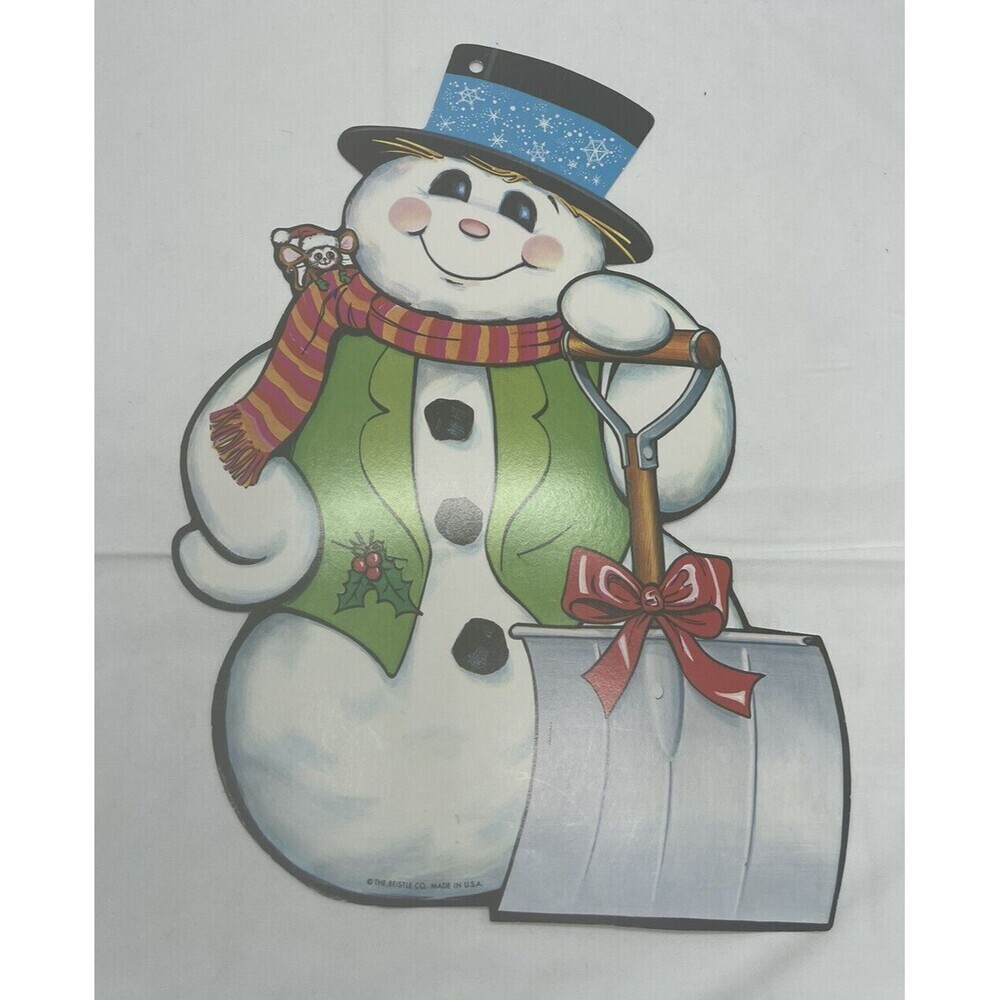 Vintage Christmas Snowman Paper Cardboard Wall Hanging Decor Die Cut Beistle 13”